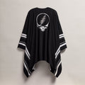 Relaxed Fit Linen Blend Poncho Black Silver Grey White