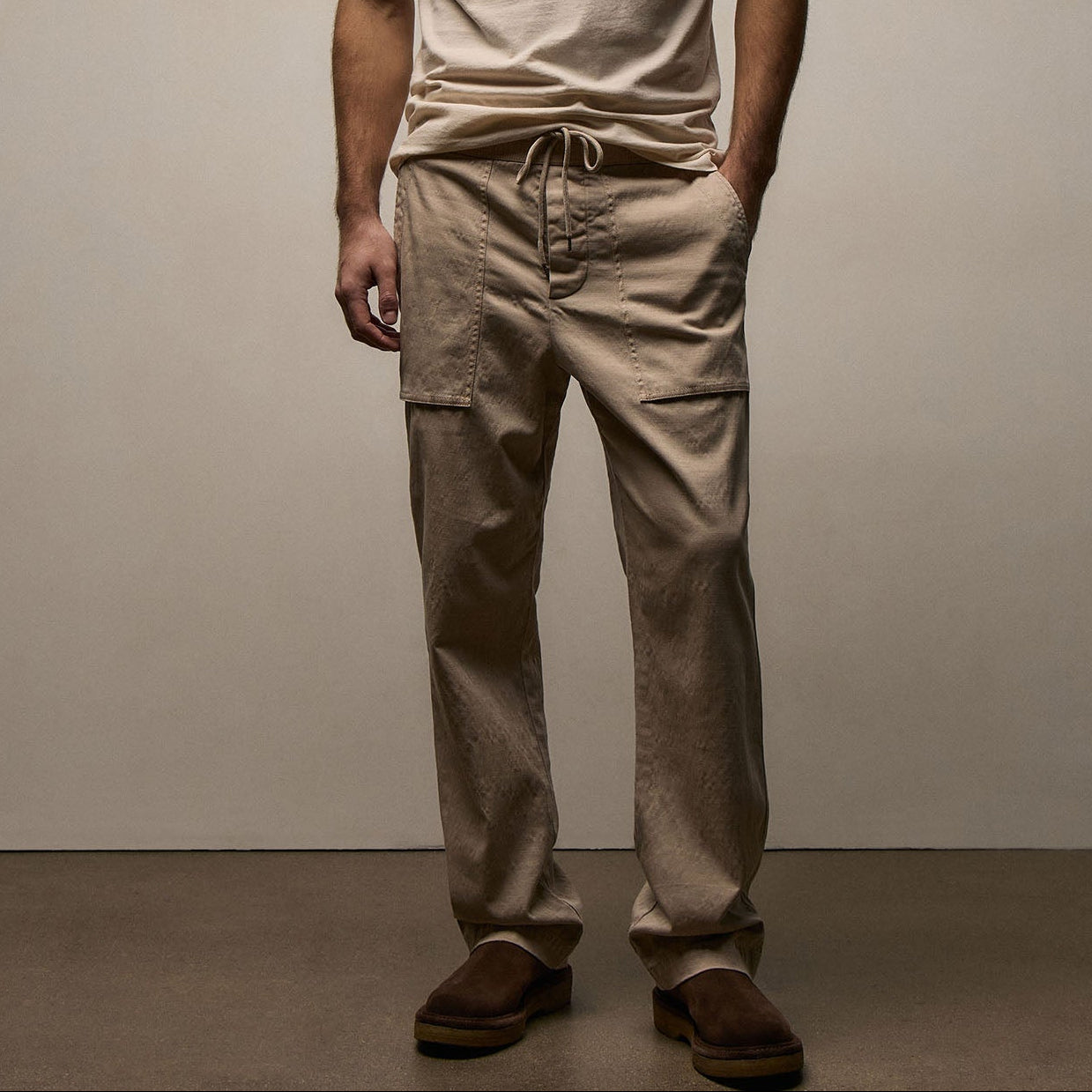 Regular Fit Slub Cotton Utility Pant Stone Pigment