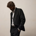 Slim Fit Cotton Cashmere Corduroy Suit Jacket Black