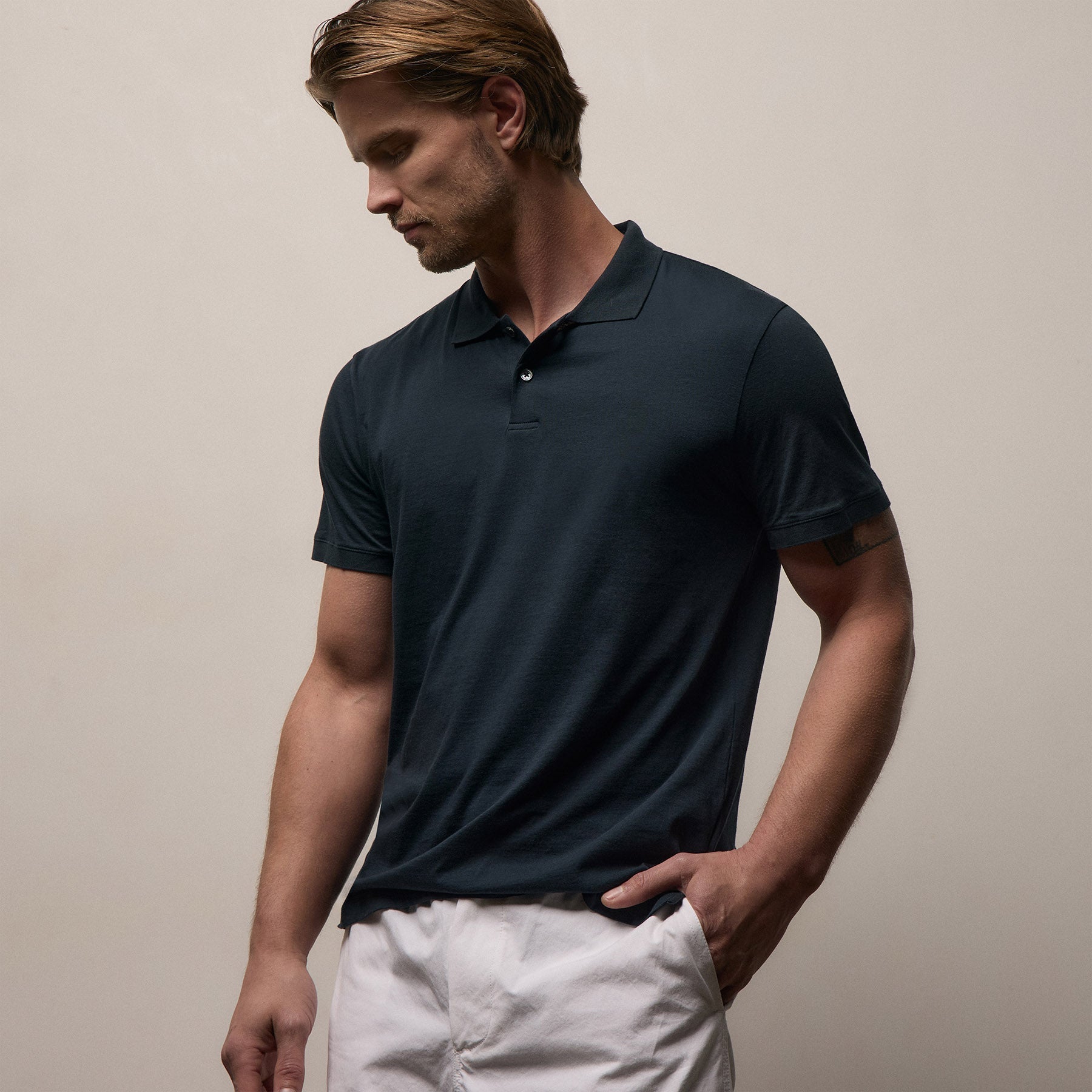 Classic Fit Jersey Polo French Navy