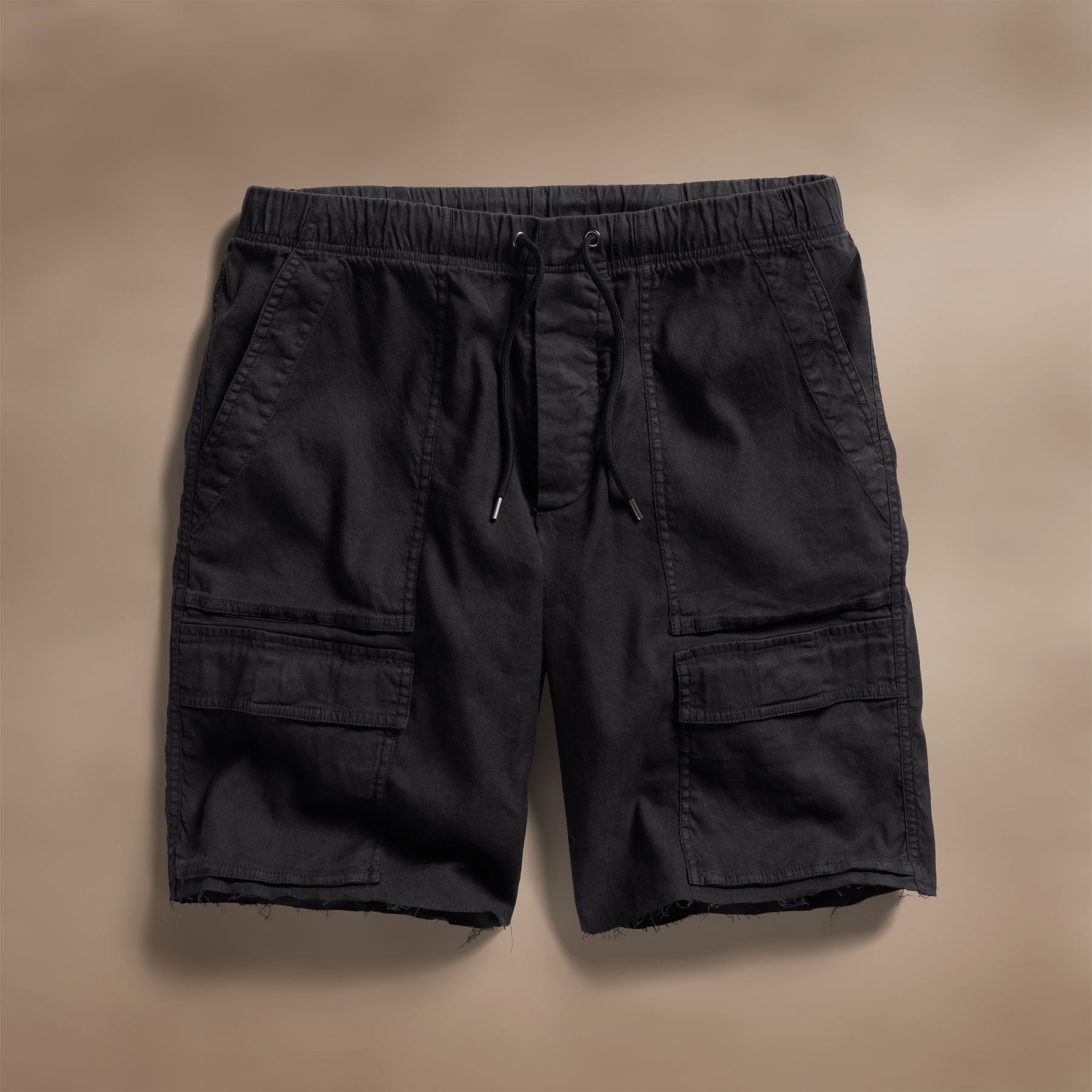 Relaxed Fit Linen Blend Utility Short Black