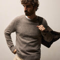 Classic Fit Lightweight Textured Cashmere Crew Beige Melange