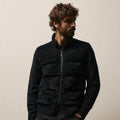 Regular Fit Suede Front Zip Up Sweater Black