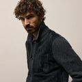 Regular Fit Suede Front Cashmere Cardigan Coal