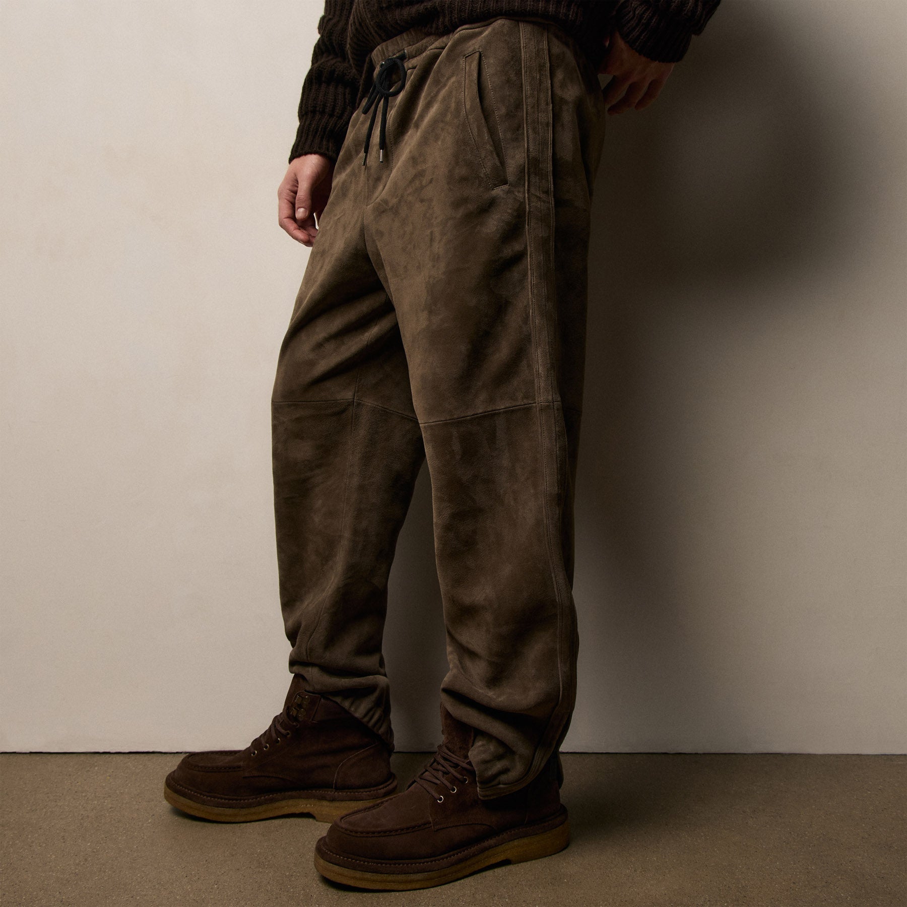 Regular Fit Suede Track Pant Caribou