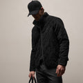 Regular Fit Quilted Suede Snap Front Jacket Black