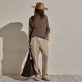 Regular Fit Cotton Cashmere Raglan Crew Brownstone
