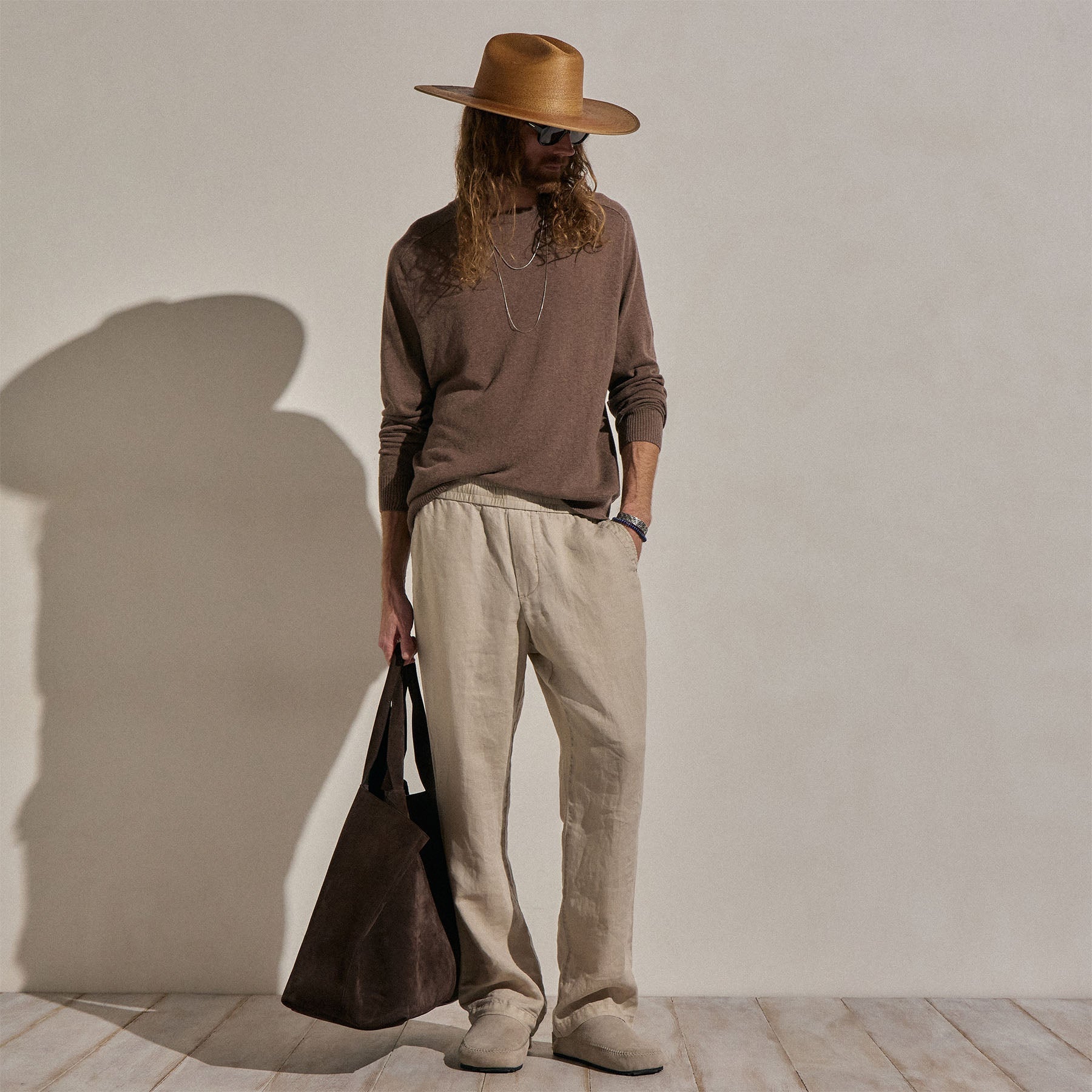 Regular Fit Cotton Cashmere Raglan Crew Brownstone