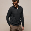 Regular Fit Cotton Cashmere Half Zip Coal