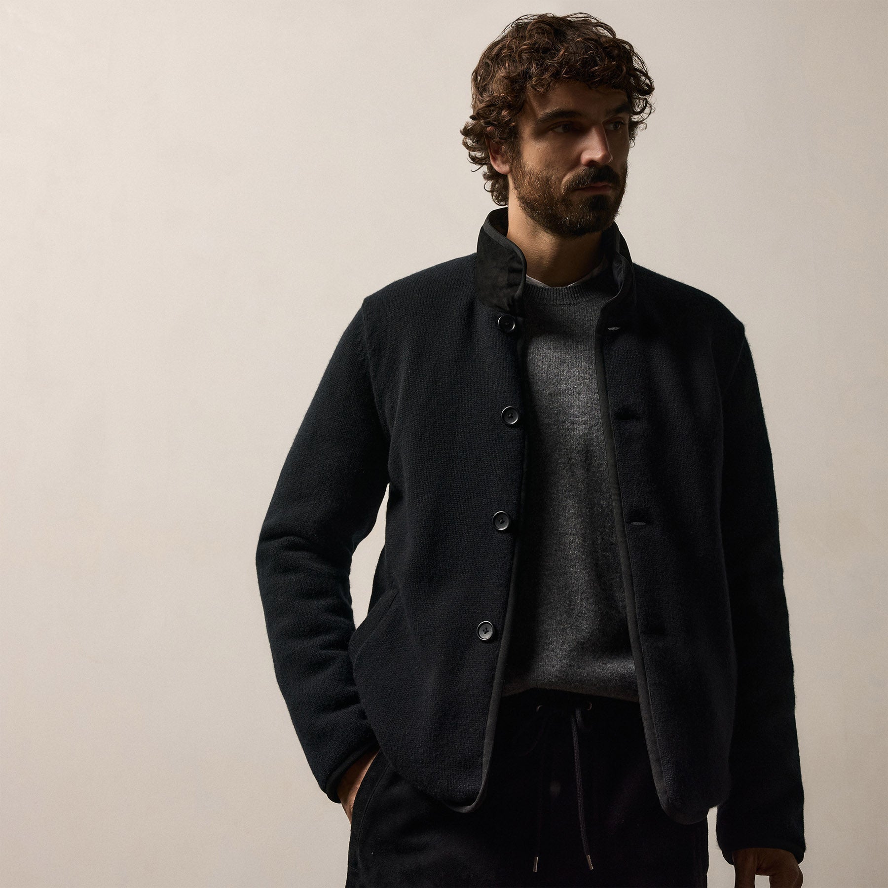 Regular Fit Recycled Cashmere Car Coat Black