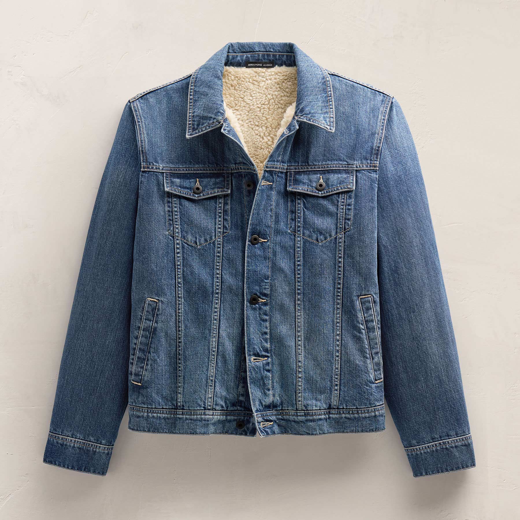 Regular Fit Lined Denim Trucker Jacket Medium Wash