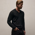 Slim Fit Long Sleeve Polo Black
